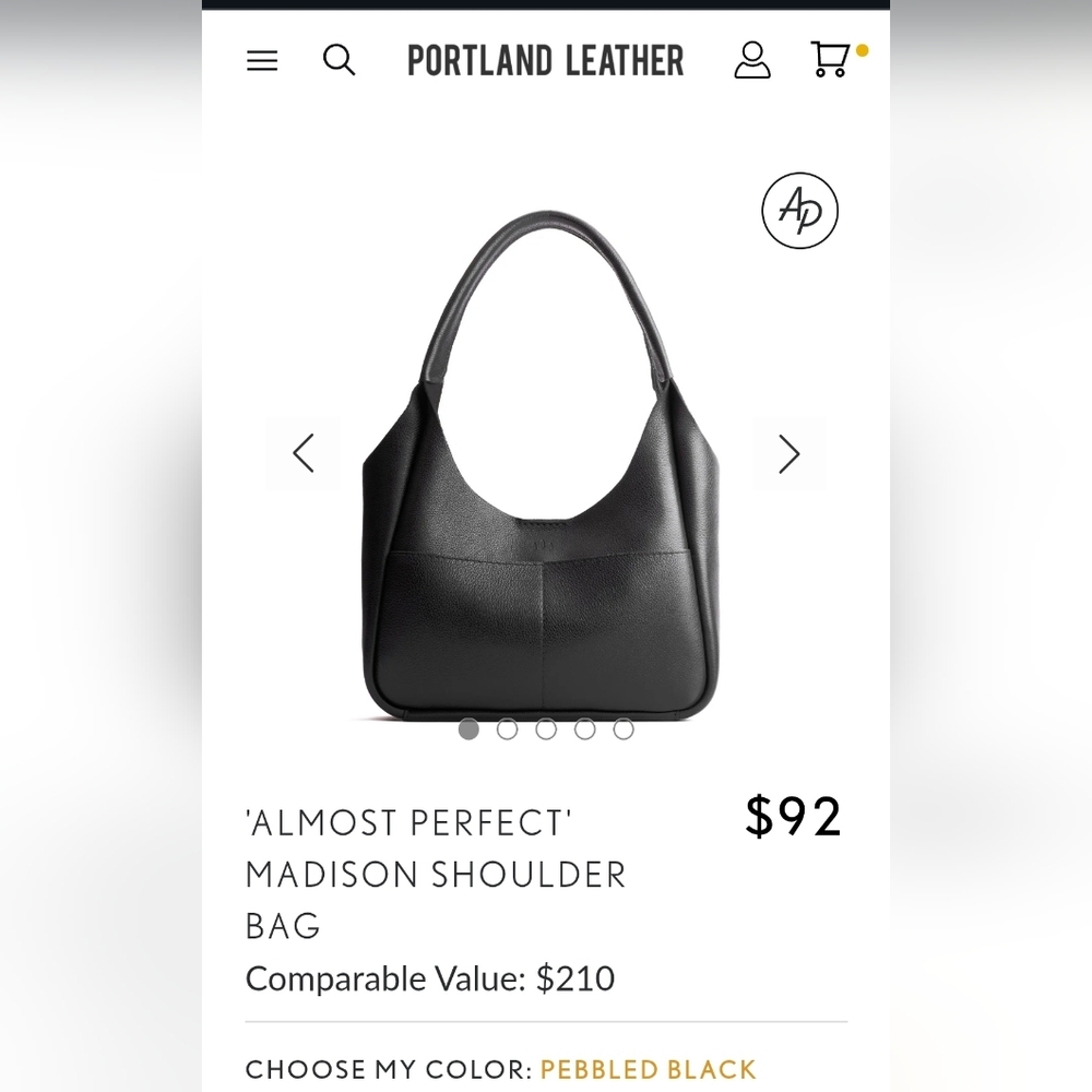 Pebbled Black Portland Leather Madison Shoulder Bag